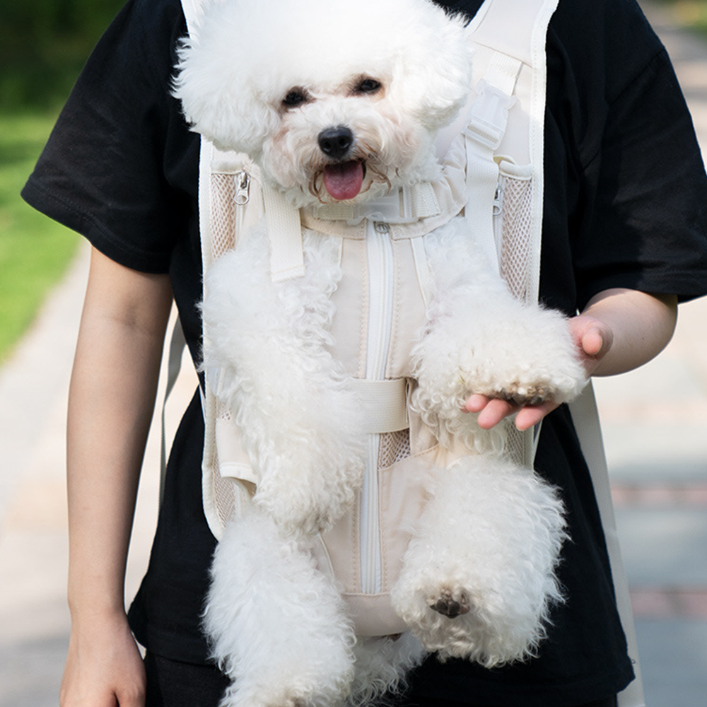 강아지 반려동물 배낭형 이동 가방 포대기 백 중형견 산책 외출 아이보리 S 1~2.5kg - 상세 이미지 4