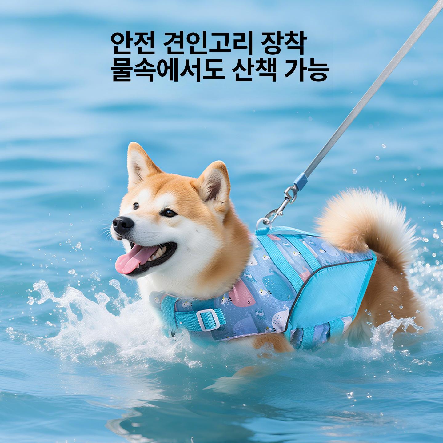 강아지 여름 강아지구명조끼 강아지수영복 여름용조끼 애견수영복 강아지물놀이 반려동물 구명조끼 핑크색 이미지 6