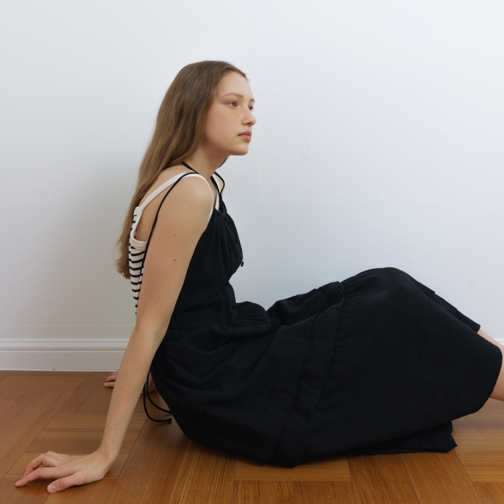 [어나우트] DETACHABLE COTTON MAXI DRESS BLACK - 상세 이미지 3