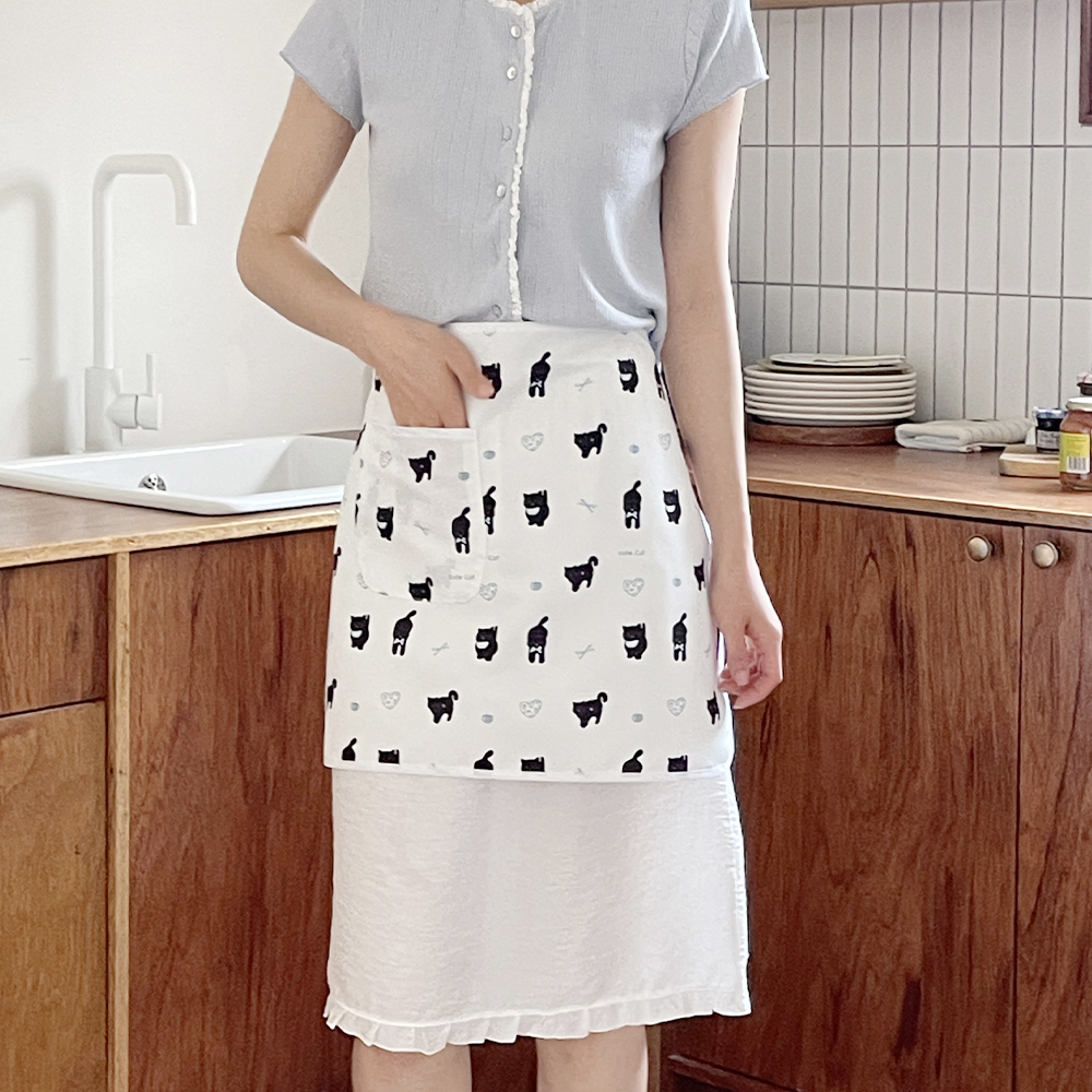 귀여운 베이킹 생활방수 캐릭터 짧은 허리 하프 앞치마