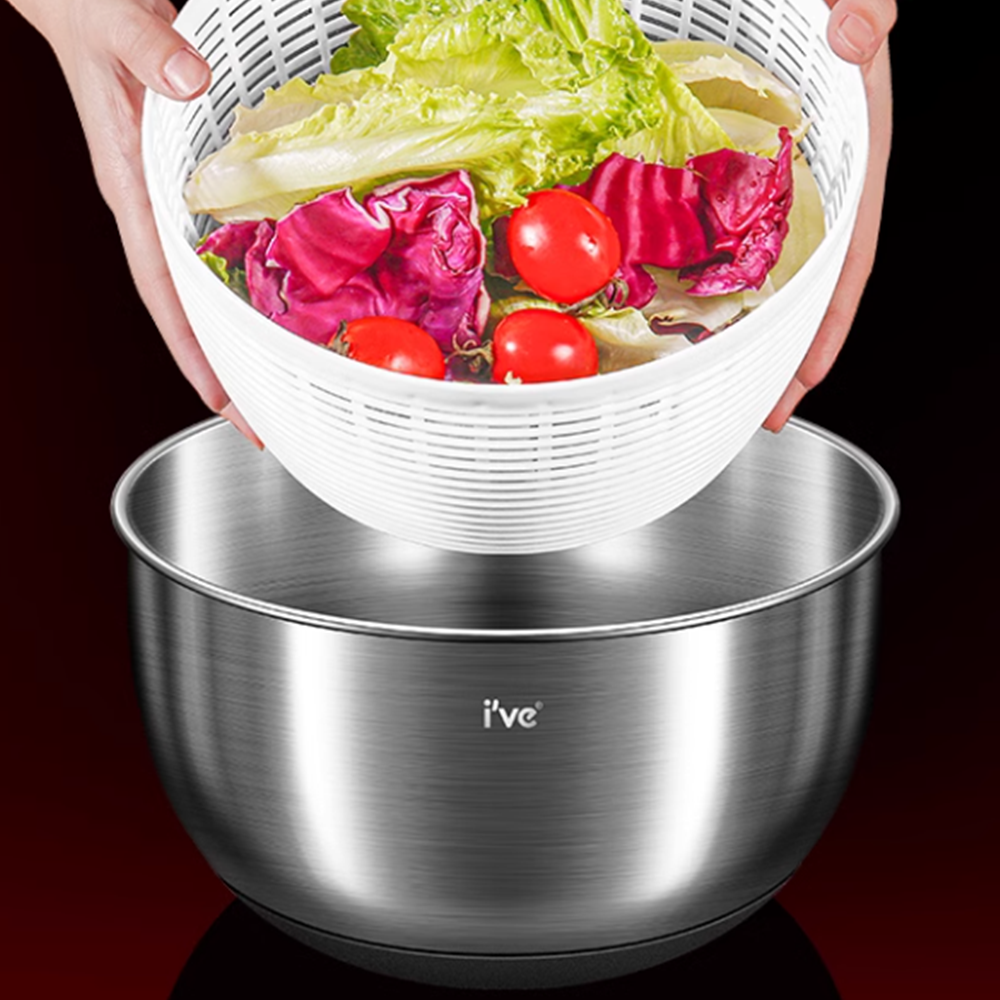 야채짤순이 업소용 오이지 야채 탈수기 무선 세척기 표준 플라스틱 소형 4.5L-원터치 탈수