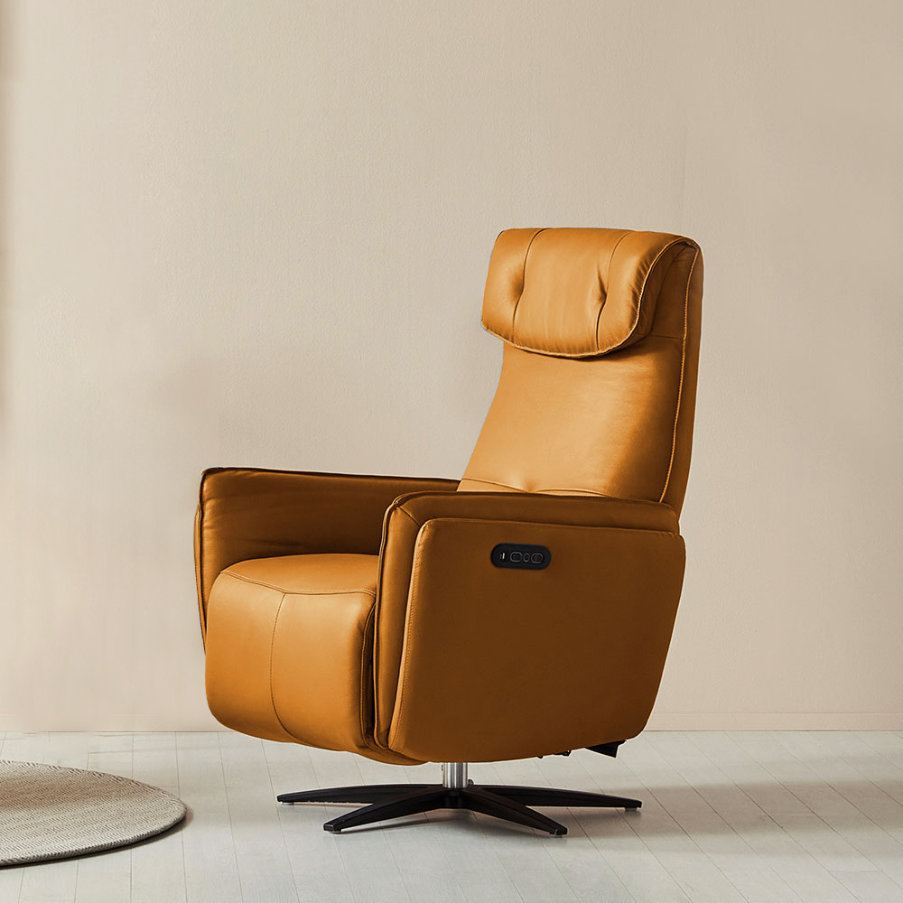 스코나 에임스 실리콘레더 회전 리클라이너 1인 소파 흔들의자