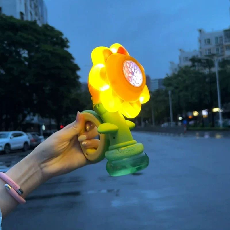해바라기 비눗방울기계 충전식 파티 야외 꽃 버블머신 노란색 7색 꽃 - 상세 이미지 5