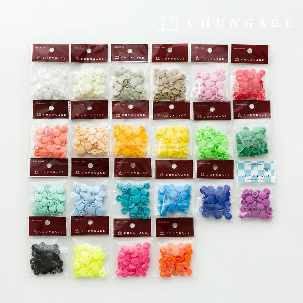 똑딱이 단추 플라스틱 티 스냅 단추 옷만들기 원형 12mm 23종 제품 이미지