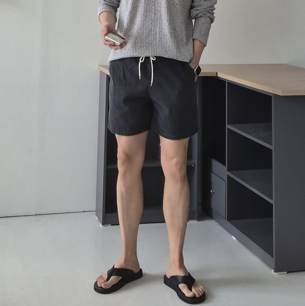 남자 반바지 빅사이즈 밴딩 데님 청 반바지 남자숏팬츠 - 상세 이미지 2