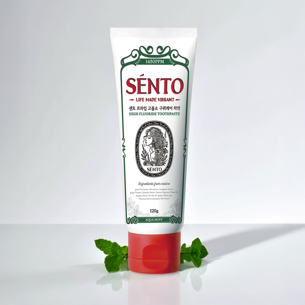 센토 프라임 고불소 구취케어 치약 아쿠아민트향 120g, 8개 - 상세 이미지 2