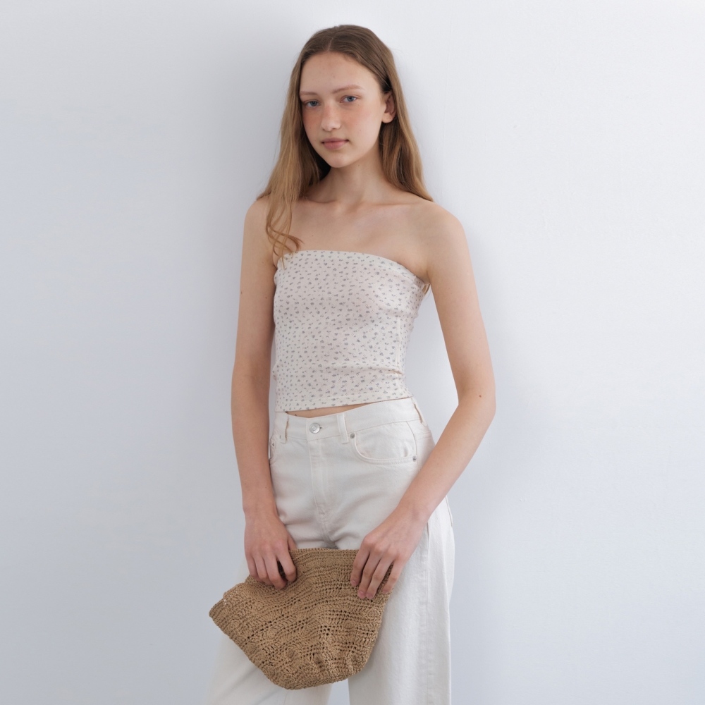 [어나우트] FLORAL TUBE TOP CREAM - 상품 이미지