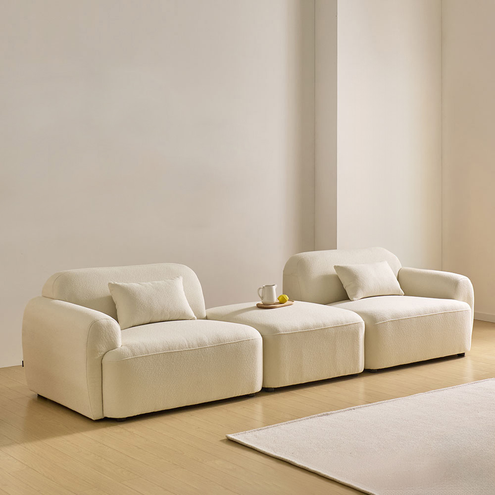 스코나 콘테라 부클레 아쿠아텍스 패브릭 모듈 소파 스툴포함, 핑크, 3인용