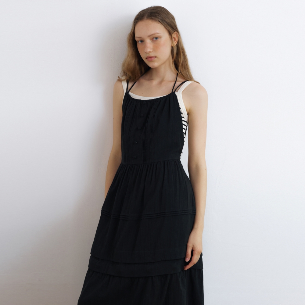 [어나우트] DETACHABLE COTTON MAXI DRESS BLACK - 상세 이미지 4