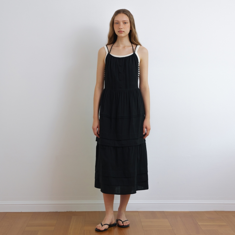 [어나우트] DETACHABLE COTTON MAXI DRESS BLACK - 상세 이미지 5