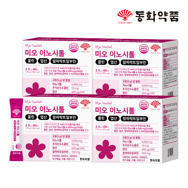 동화약품 미오 이노시톨 콜린 엽산 알파락트알부민 60포, 4개