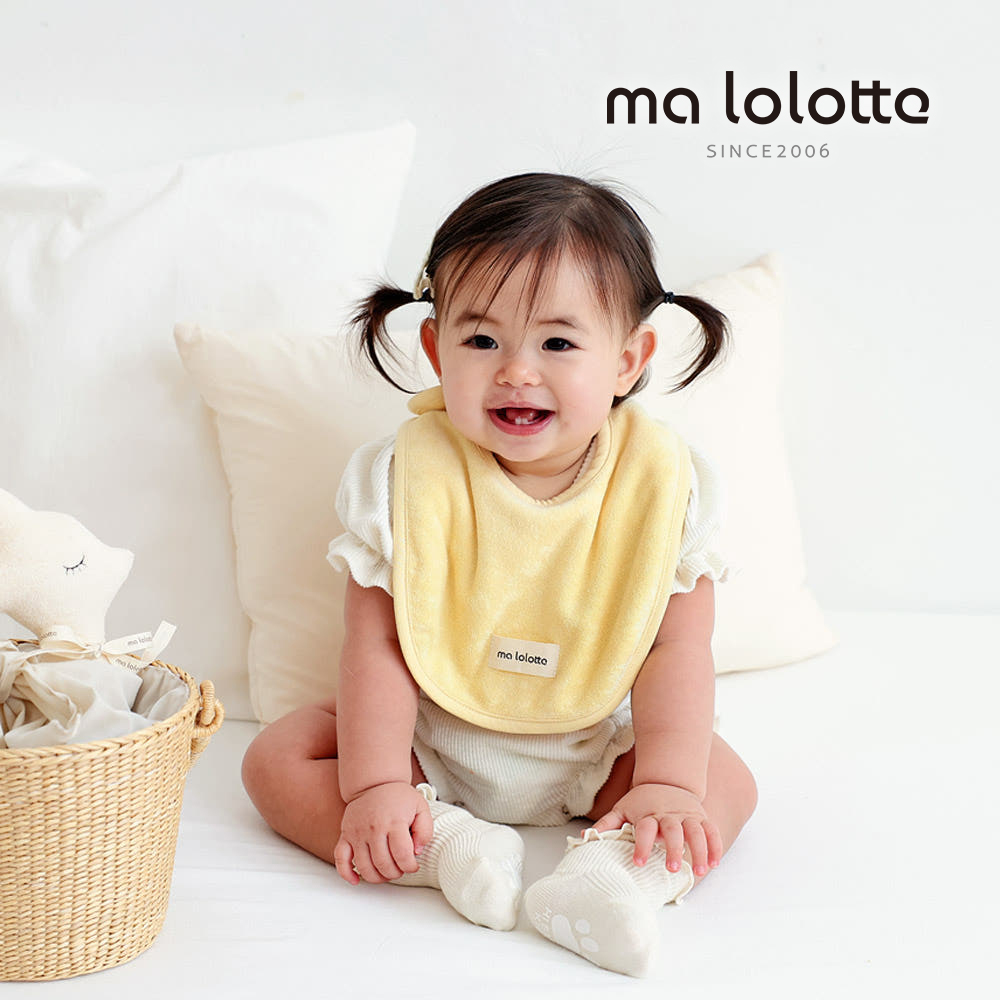 마롤로뜨 테리 원형 무지 아기 턱받이 테리빕 양면 2겹 이유식 침받이 순면 간식 저자극