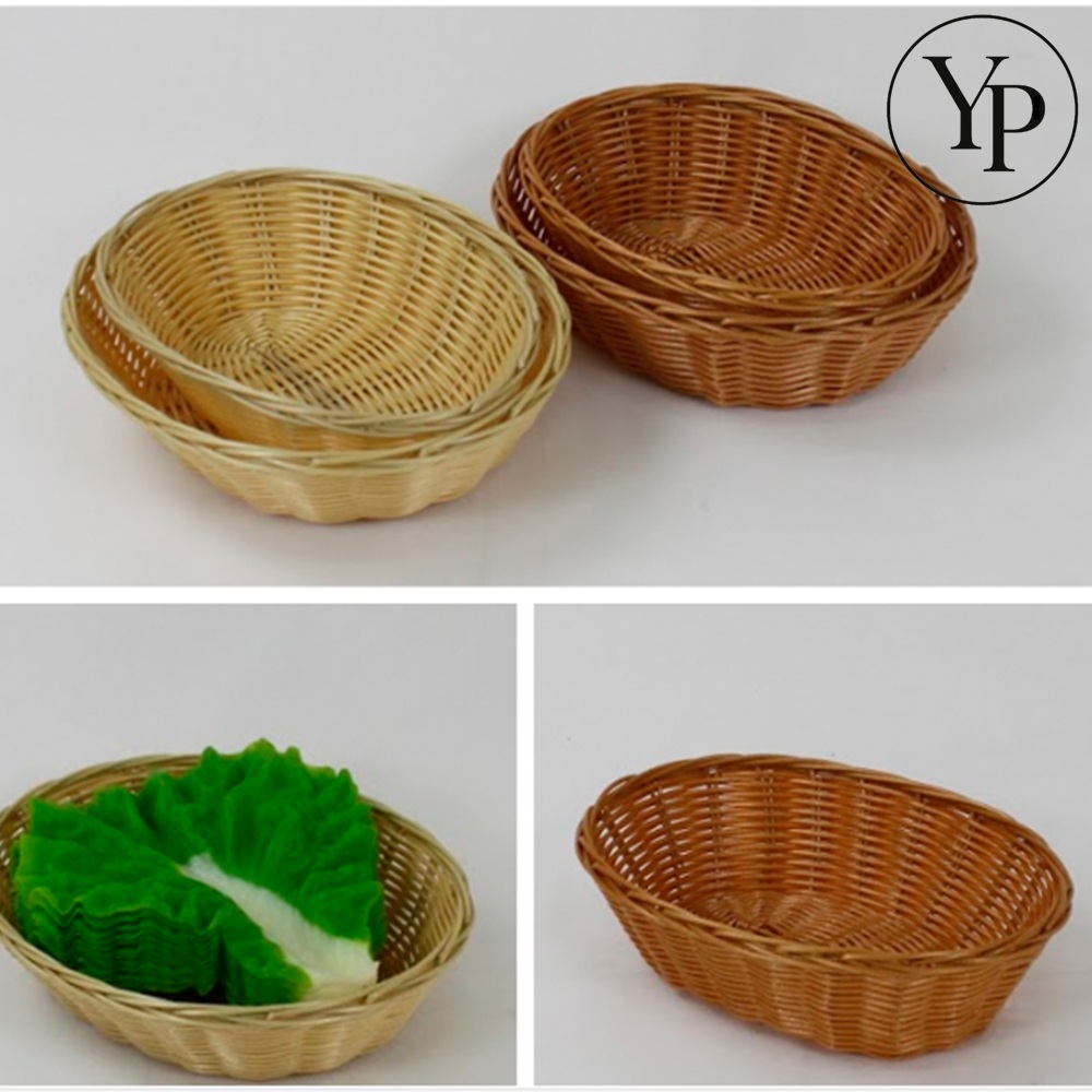 라탄 수납 바구니 원형 박스 세척 가능한 채소 채반 쌈 채소 접시 고깃집 식당 쟁반
