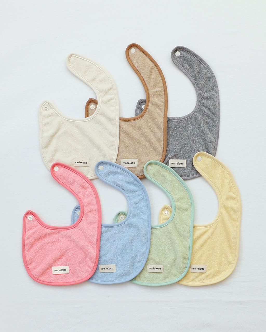 마롤로뜨 테리 원형 무지 아기 턱받이 테리빕 양면 2겹 이유식 침받이 순면 간식 저자극