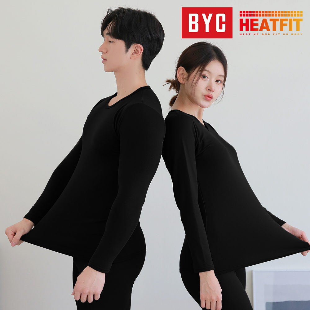 BYC 히트핏 남성내복 성인 남자 기모 발열 내의 히트택 상의 하의 세트 겨울 보온 방한 상품 이미지