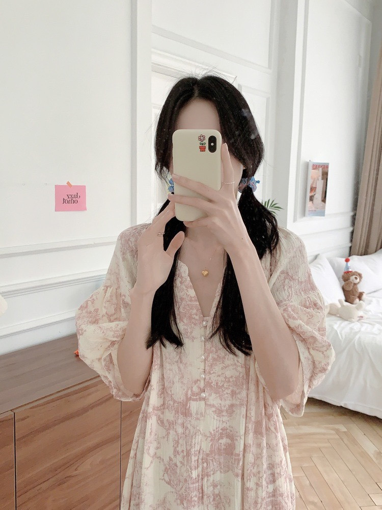 트왈드주이 여름 반팔 원피스잠옷 요루면 빅사이즈 여행룩 임산부 자주입는 잠옷 - 상세 이미지 2