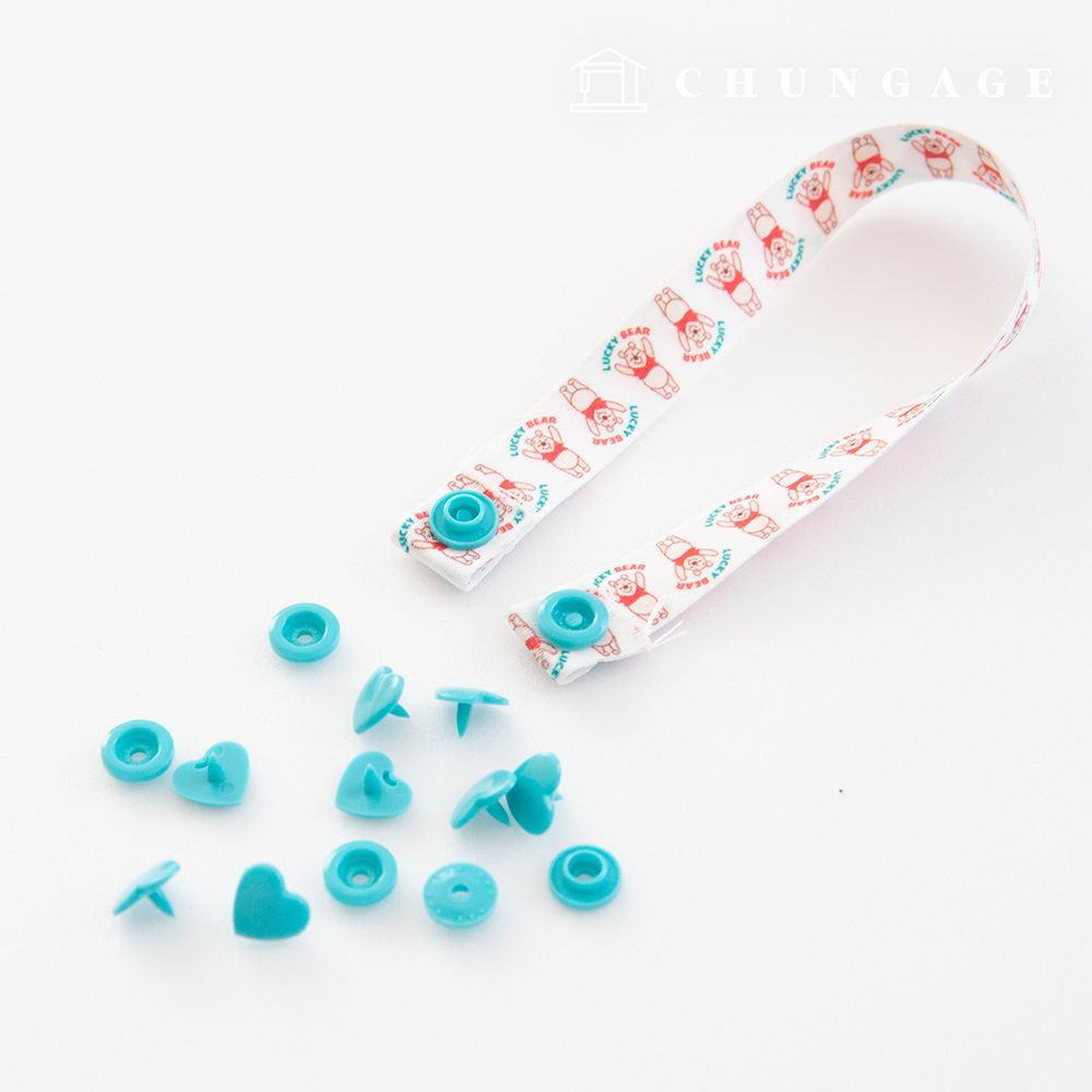 똑딱이 단추 플라스틱 티 스냅 단추 옷만들기 하트 12mm 23종