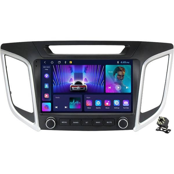 현대 크레타 IX25 2015-2019용 2DIN 카스테레오 라디오 안드로이드 12 내비게이션 GPS 카플레이 오토 BT WiFi 4G FM RDS SWC백 M150cp/2... 