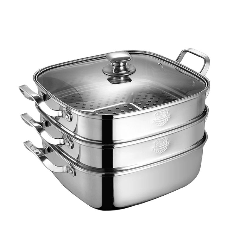 스테인리스 사각 찜기 킹크랩 생선 대형 찜통 2단냄비 단층 스팀 냄비 304 스테인리스 - 상품 이미지