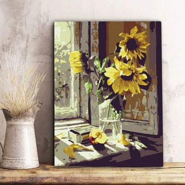 DIY 유화 해바라기 액자 색칠 장식 그림 꽃 풍경 페인팅 명화 해바라기 파란 하늘 - 상세 이미지 3