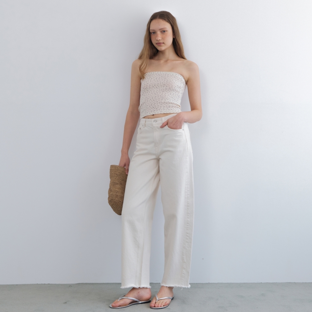 [어나우트] FLORAL TUBE TOP CREAM - 상세 이미지 3