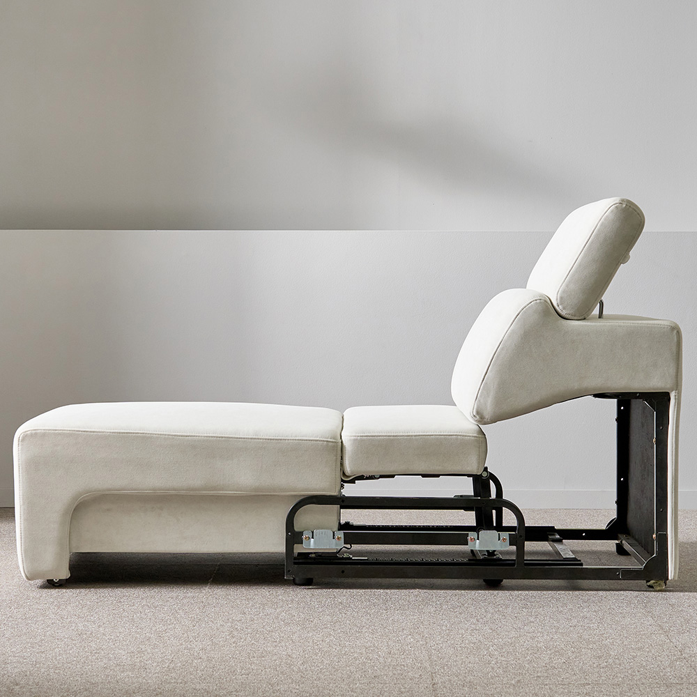 스코나 엘런스 아쿠아텍스 모션 슬라이딩 무빙 리클라이너 소파 스툴미포함, 아이보리, 4인용