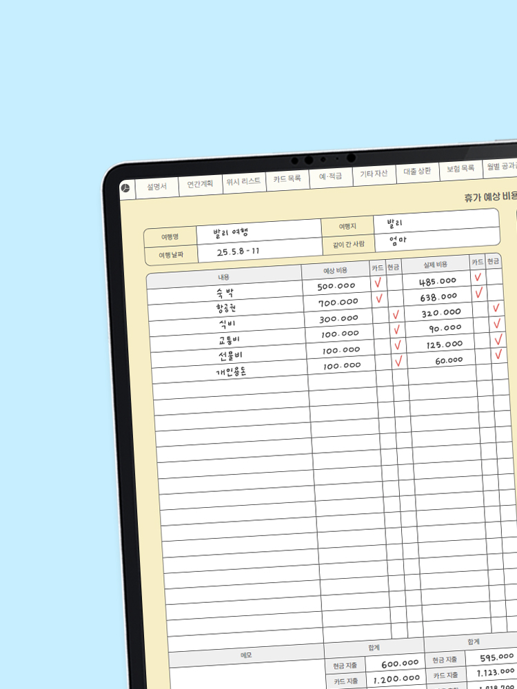 1분발송 리훈 카테고리 오늘쓰임 가계부 용돈기입장 굿노트 아이패드 PDF 속지
