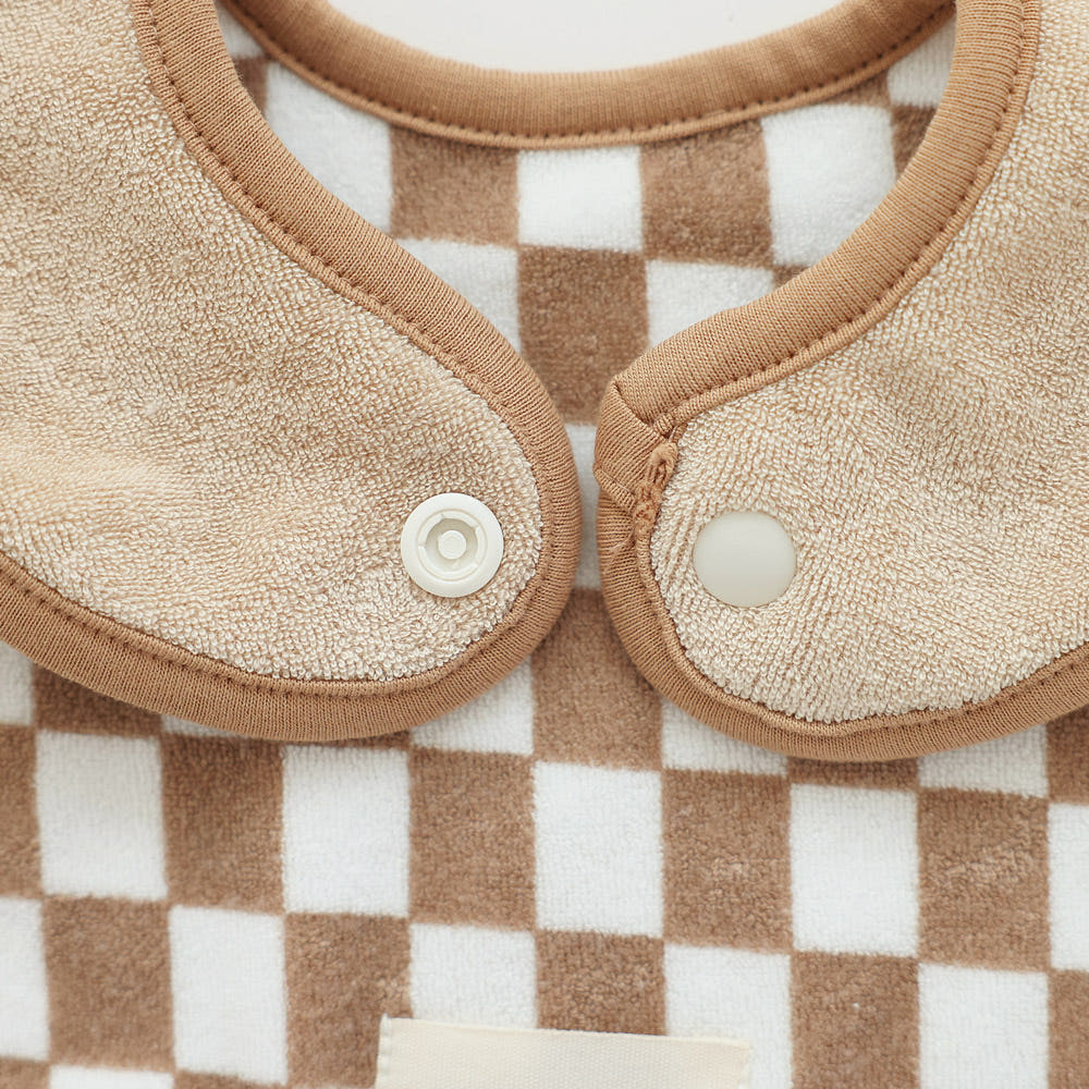 마롤로뜨 테리 사각 체커보드 아기 턱받이 순면 이유식 침받이 간식 양면 저자극