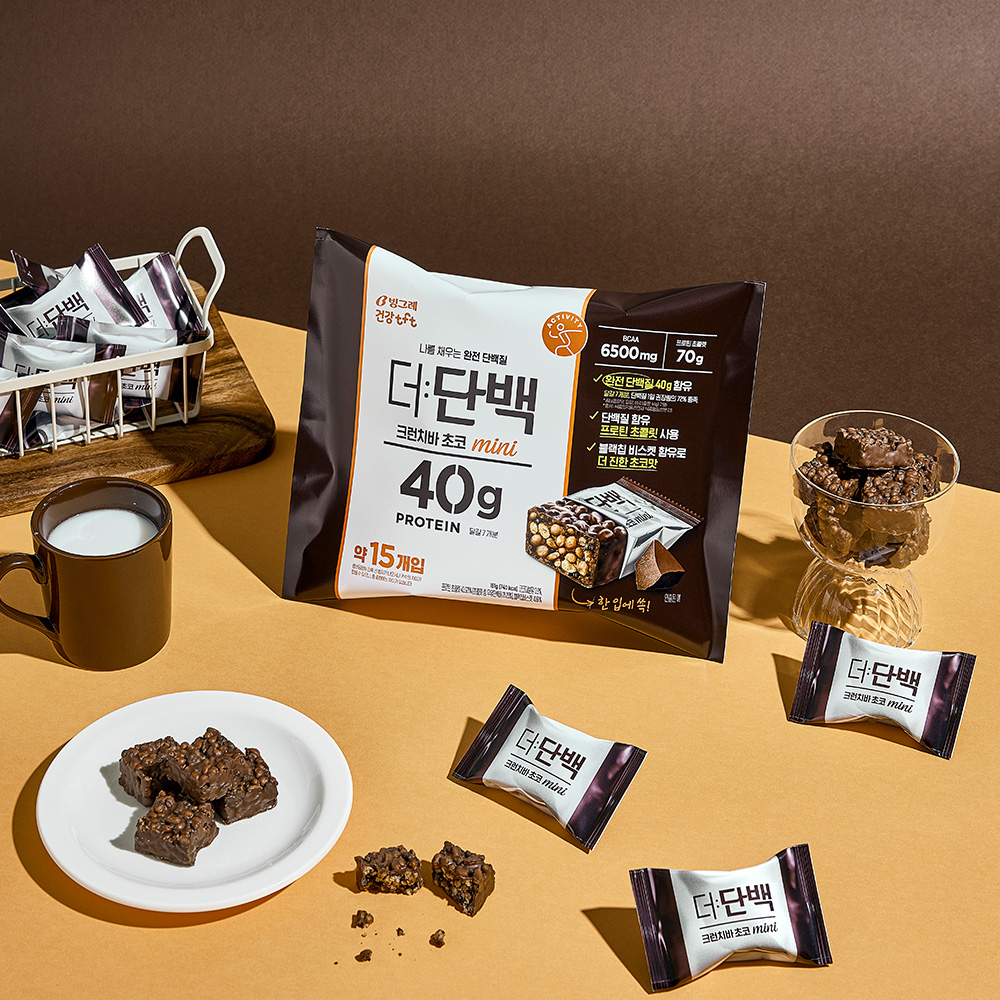 빙그레 더단백 크런치바 초코 mini 2봉(총30개입) /단백질 초콜렛 프로틴간식 - 상세 이미지 4