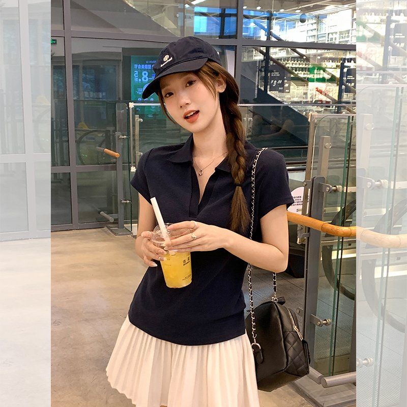 여성 폴로카라 반팔티 슬림핏 일자핏 면폴리 여름 데일리 이지웨어 캐주얼 기본 상의 - 상세 이미지 2