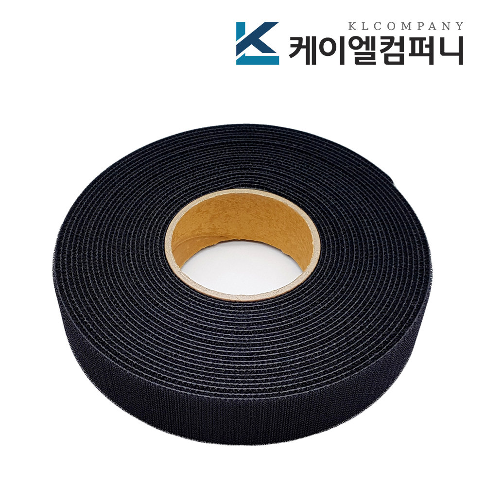 폭 4cm 국산고급 전선정리 암수한몸 양면벨크로 검정색 일반형 10M x 1롤 - 상품 이미지