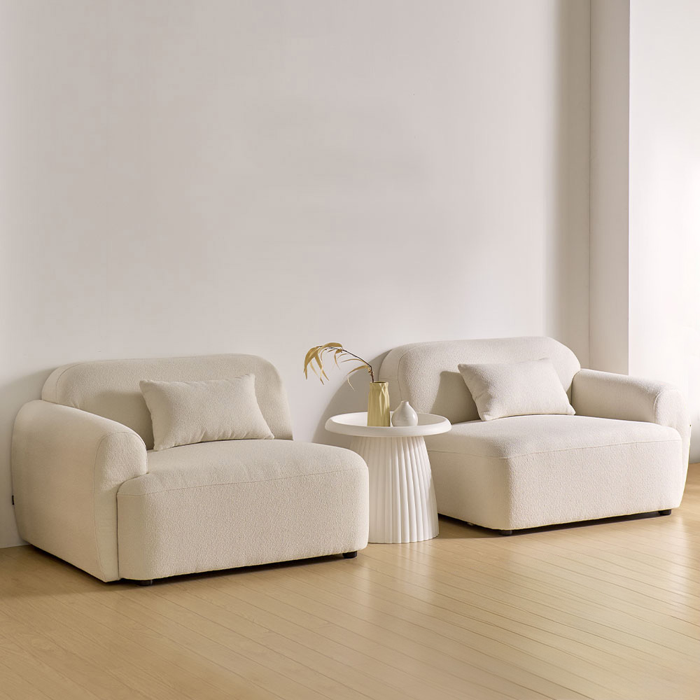 스코나 콘테라 부클레 아쿠아텍스 패브릭 모듈 소파 스툴미포함, 아이보리, 3인용