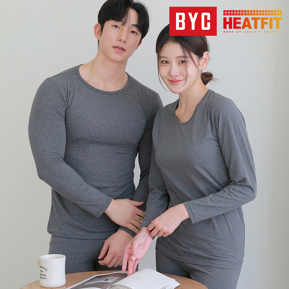 BYC 히트핏 남성내복 성인 남자 기모 발열 내의 히트택 상의 하의 세트 겨울 보온 방한 상품 이미지