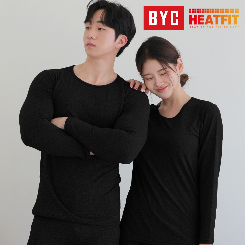 BYC 히트핏 남성내복 성인 남자 기모 발열 내의 히트택 상의 하의 세트 겨울 보온 방한 상품 이미지