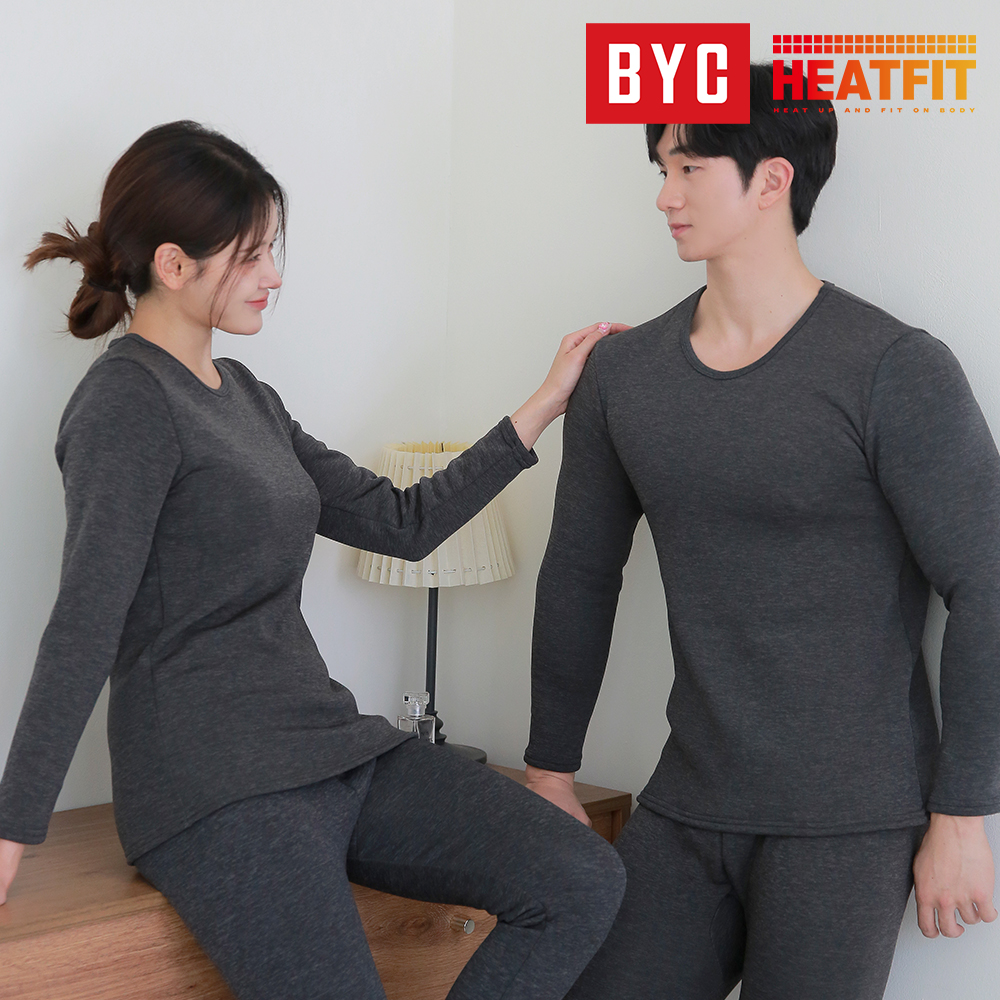 BYC 히트핏 남성내복 성인 남자 기모 발열 내의 히트택 상의 하의 세트 겨울 보온 방한 상품 이미지