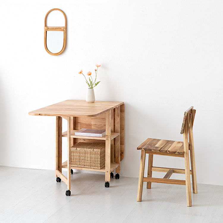 DIGOOD 이동식 접이식테이블 고무나무 1590mm, 고무나무 4933.7207