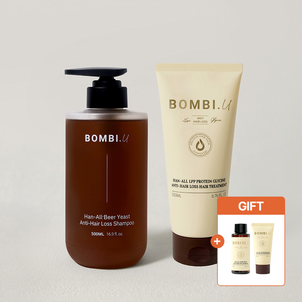 [탈모케어 SET] 봄비유 한올 맥주효모 탈모 쿨링 샴푸&탈모 LPP 단백질 트리트먼트