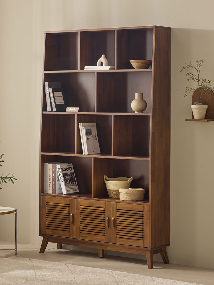 오크빌 까시아 원목 책장 책꽂이 수납함 위스키장 1200x300x2000mm, 5단, 아카시아