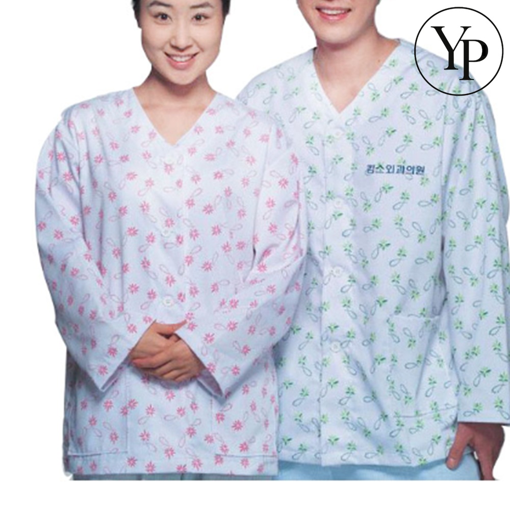 꽃무늬 병원 환자복 요양원 입원복 가운 남성 여성 검진복 요양복 - 상품 이미지