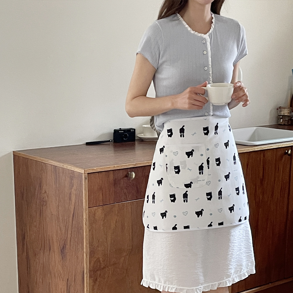 귀여운 베이킹 생활방수 캐릭터 짧은 허리 하프 앞치마