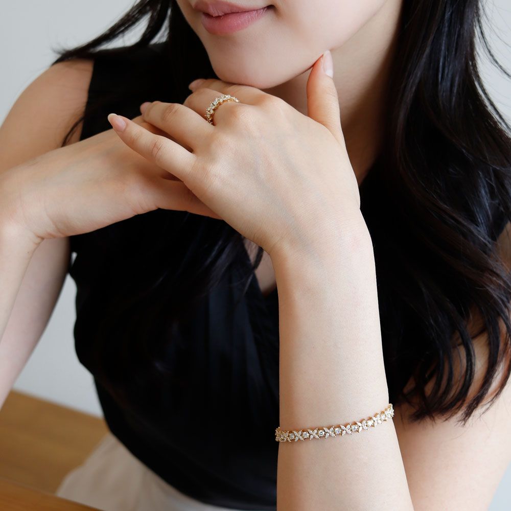 다이아 테니스 반지 랩 다이아 몬드 마퀴즈 플라워 여자 명품 결혼 기념일 생일 선물 - 상세 이미지 2