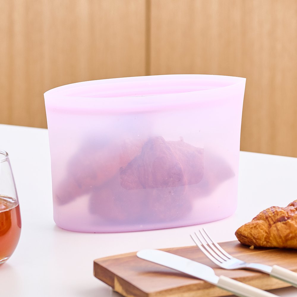 르메이드 3중잠금 실리콘 지퍼백 스탠딩 전자레인지 밀폐용기 실리콘팩 중 1000ml 라벤더 - 상품 이미지
