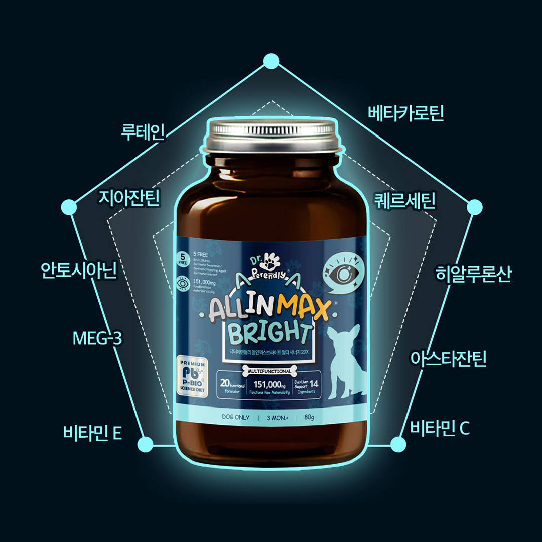 닥터페렌들리 올인맥스브라이트 강아지 눈 영양제 눈물 눈꼽 항산화 간 건강 80g, 1개