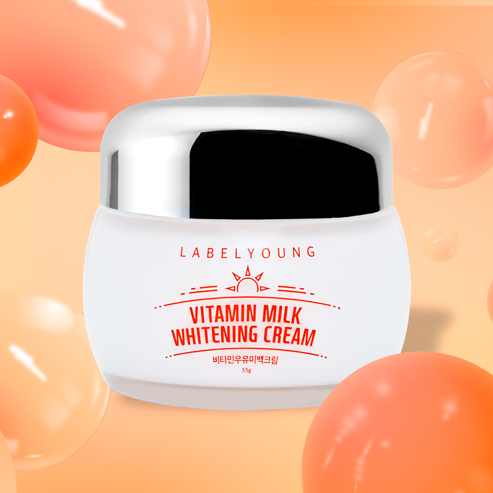 라벨영 쇼킹비타민우유미백크림 55g 톤업+기미+주근깨완화 비타밀크토닝