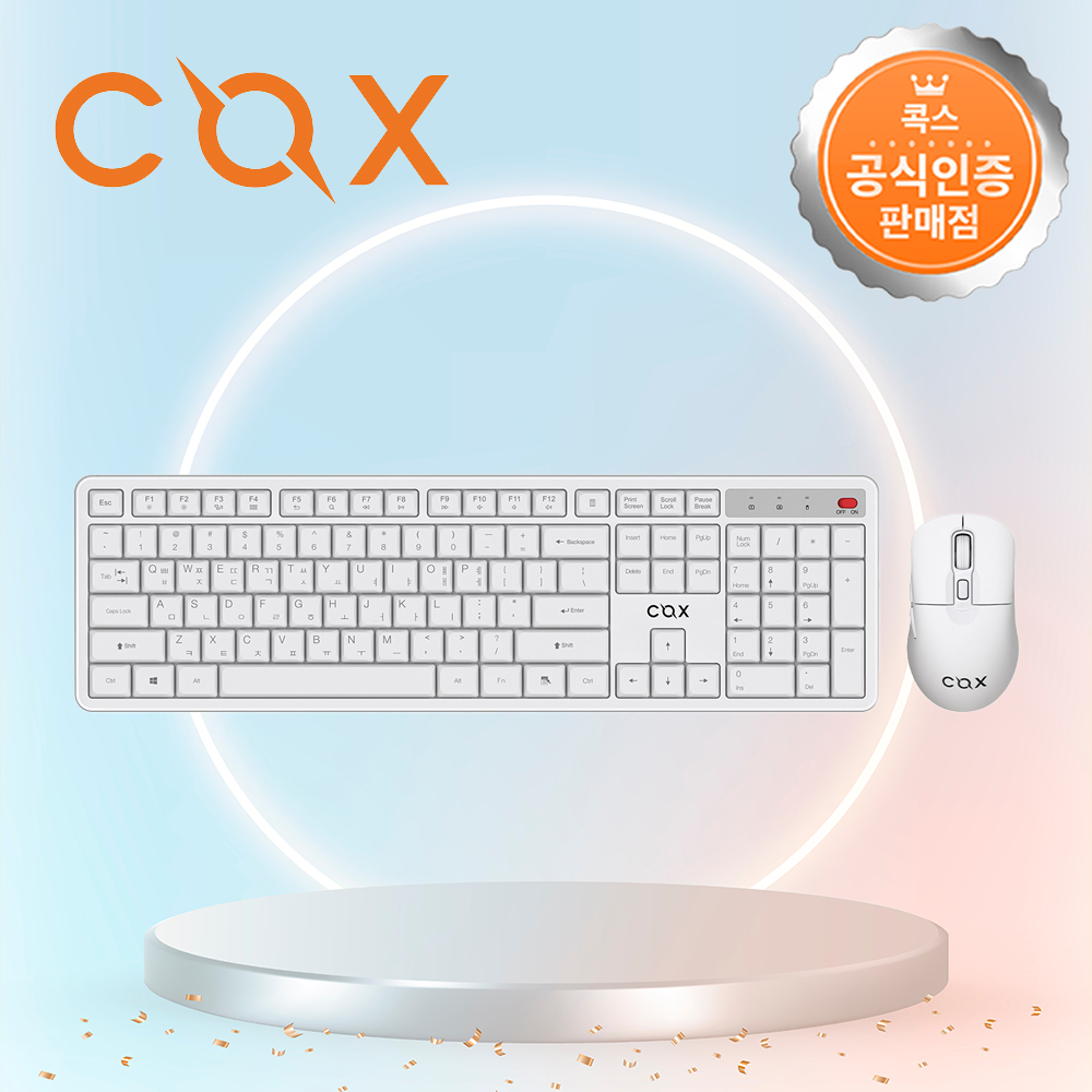 [국내정발] 콕스 CKM40W 최강비 저소음 무선 키보드 마우스 세트 화이트