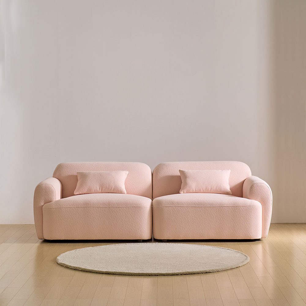스코나 콘테라 부클레 아쿠아텍스 패브릭 모듈 소파 스툴미포함, 핑크, 3인용