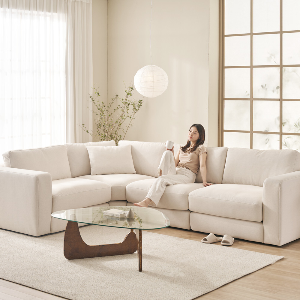 [설날+] 케이하우스홀드 무에나 코너 5인용 패브릭 소파 국내제작 맞춤제작 구스