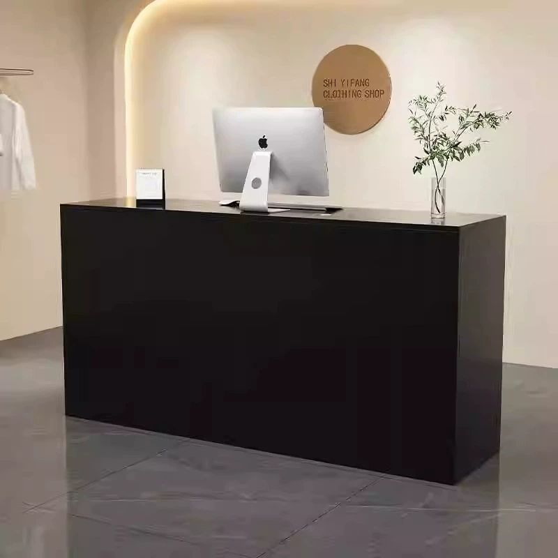 안내데스크 카운터 데스크 카페 식당 리셉션 포스대 무광-블랙-기본구조파티클보드 80x60x100cm - 상품 이미지
