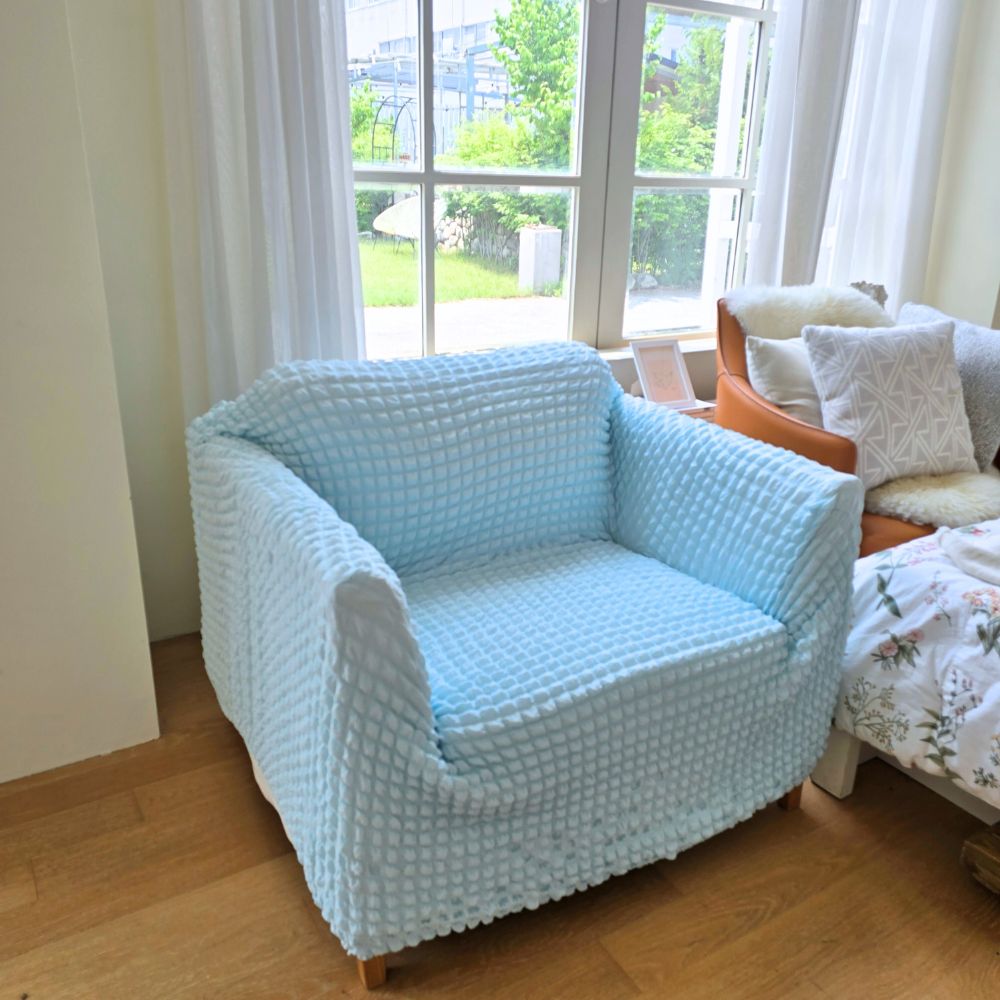 고탄력 스판 쇼파커버 사계절 소파패드 커버링 제작 카우치 리클라이너 덮개 화이트 1인용