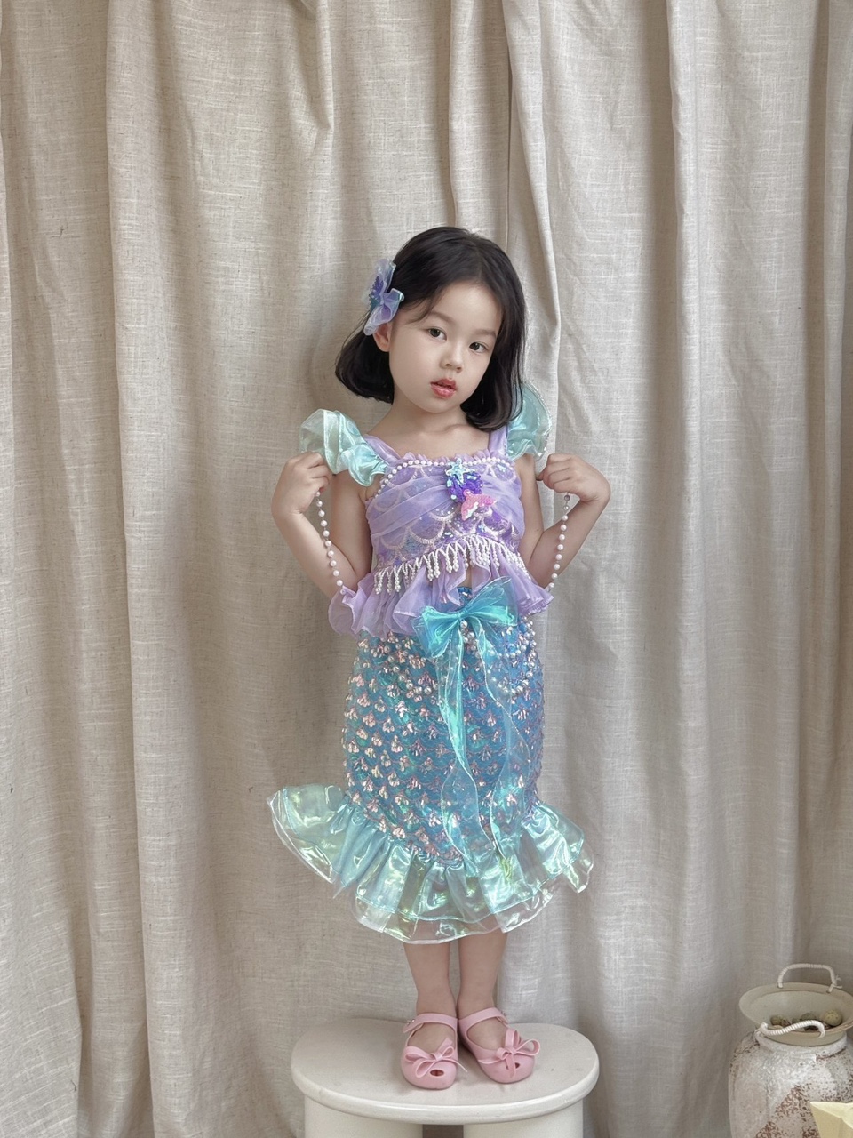 인어공주 셋업 코스튬 피오나 여아 유아 키즈 생일 어린이날 선물 - 상세 이미지 5